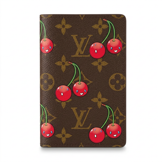 Personalized Wallet LV Cartoon Cherry Brown Custom Wallet