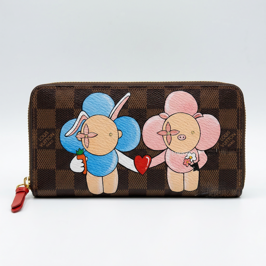 Personalized Wallet LV Cartoon Rabbit Pig Brown Custom Wallet