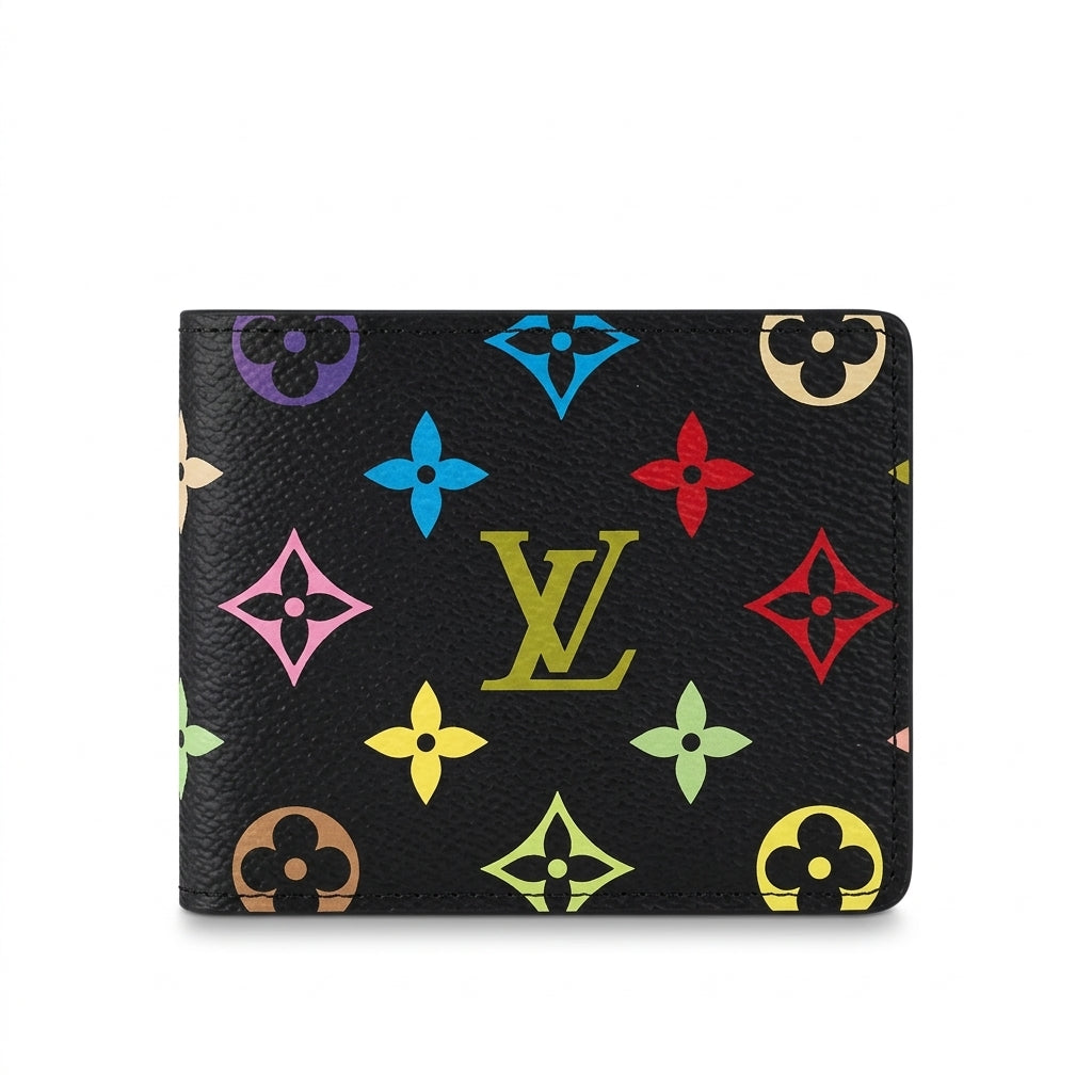 Personalized Wallet LV Colorful Monogram Black Custom Wallet