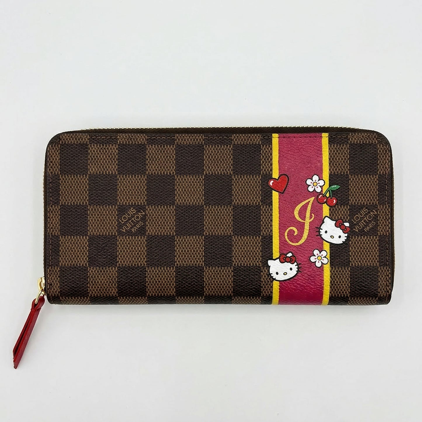 Personalized Wallet LV Hello Kitty Checkerboard Brown Custom Wallet