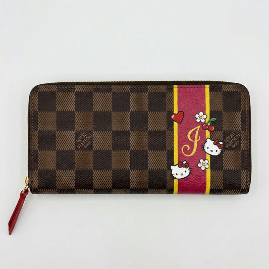 Personalized Wallet LV Hello Kitty Checkerboard Brown Custom Wallet