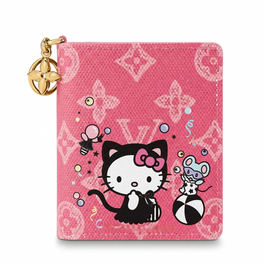 Personalized Wallet LV Hello Kitty Pattern Pink Custom Wallet