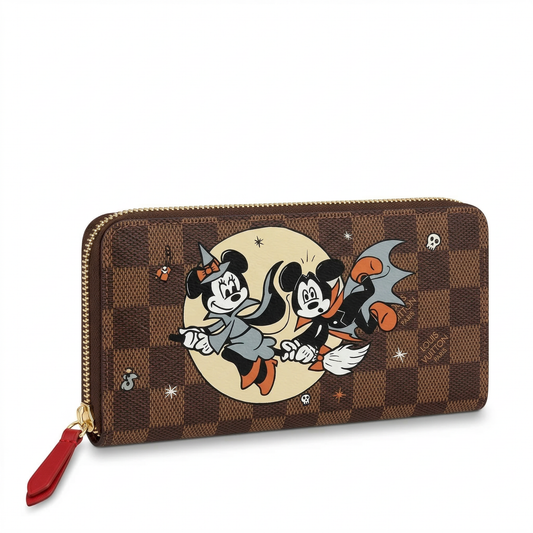 Personalized Wallet LV Mickey Minnie Cartoon Brown Custom Wallet