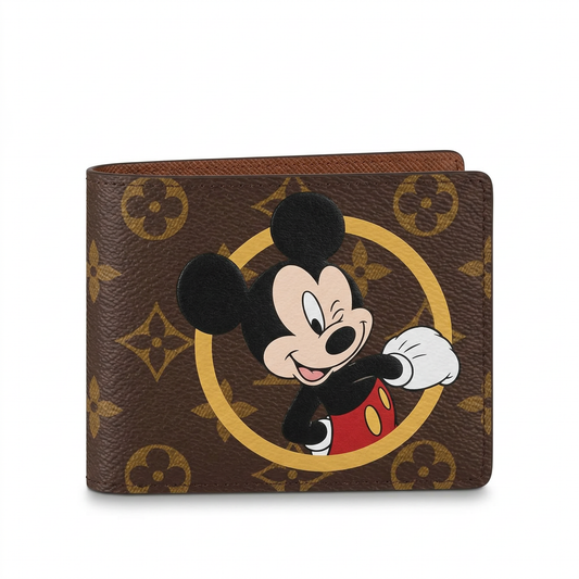 Personalized Wallet LV Mickey Mouse Brown Custom Wallet