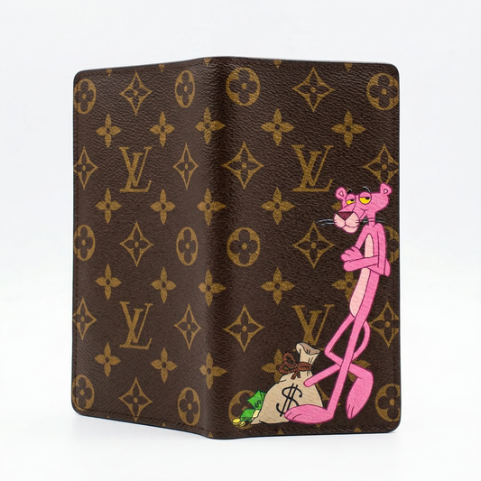 Personalized Wallet LV Pink Panther Brown Custom Wallet