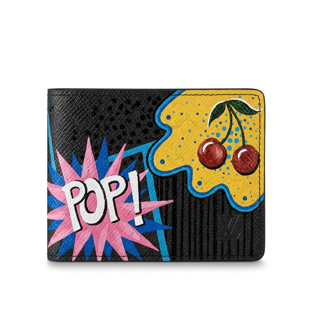Personalized Wallet LV Pop Art Cherry Black Custom Wallet