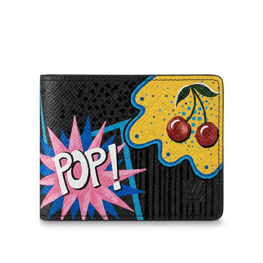 Personalized Wallet LV Pop Art Cherry Black Custom Wallet