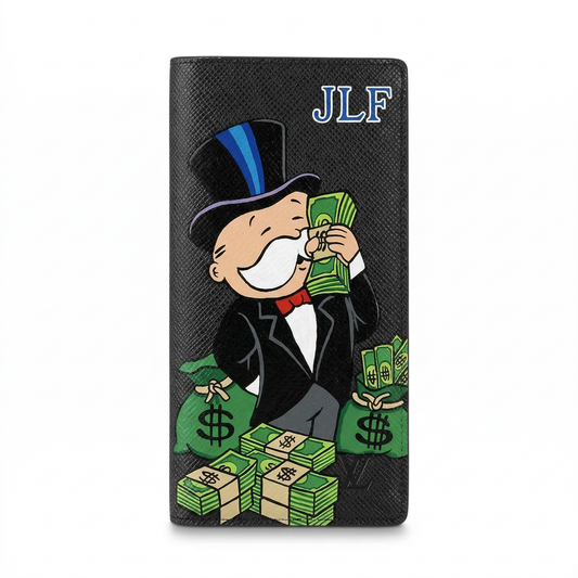 Personalized Wallet LV Richie Rich and Monopoly Man Black Custom Wallet
