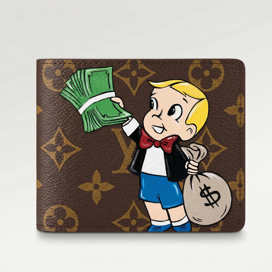 Personalized Wallet LV Richie Rich and Monopoly Man Brown Custom Wallet