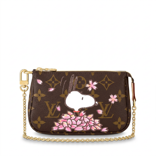 Personalized Wallet LV Snoopy Cherry Blossom Brown Custom Wallet