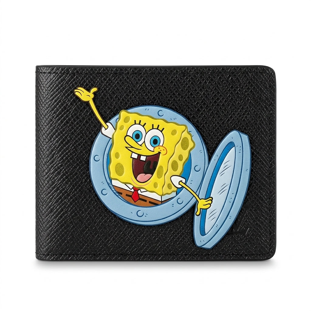 Personalized Wallet LV SpongeBob Black Custom Wallet