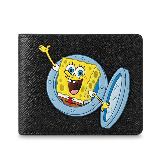 Personalized Wallet LV SpongeBob Black Custom Wallet