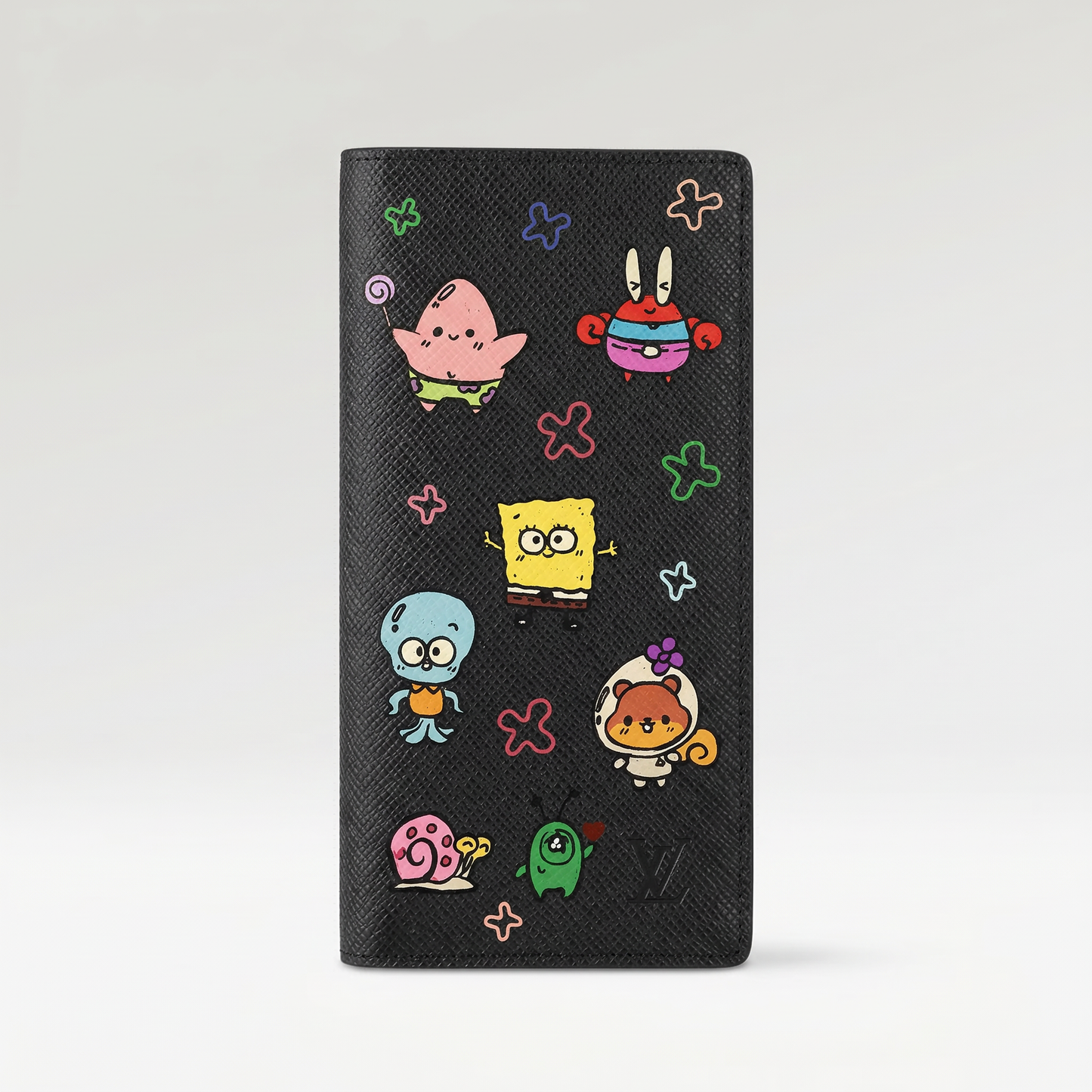 Personalized Wallet LV SpongeBob Black Custom Wallet