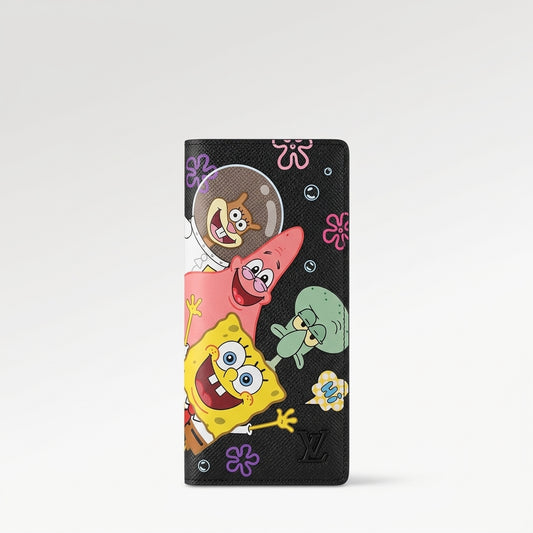 Personalized Wallet LV SpongeBob Characters Black Custom Wallet