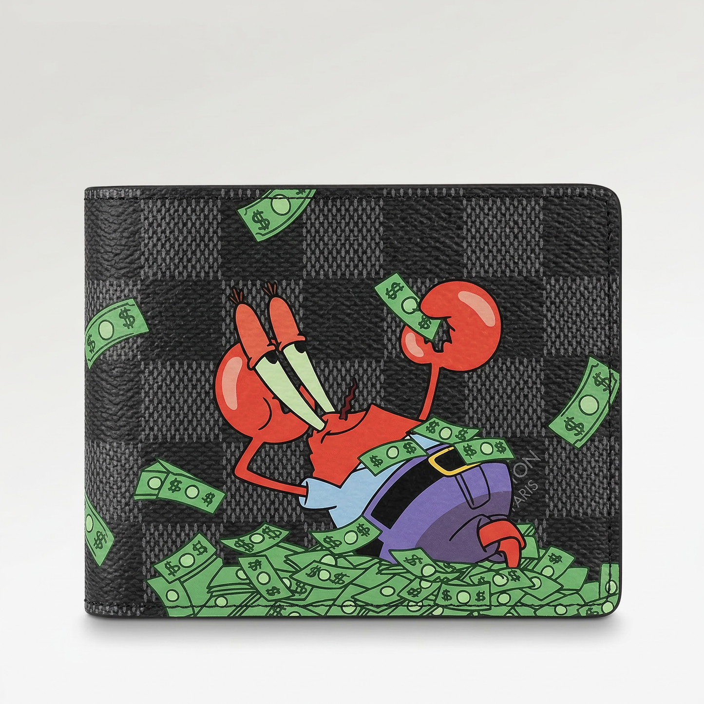 Personalized Wallet LV Spongebob Crab Money Black Custom Wallet