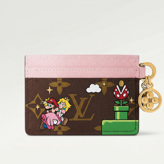 Personalized Wallet LV Super Mario Brown Pink Custom Wallet