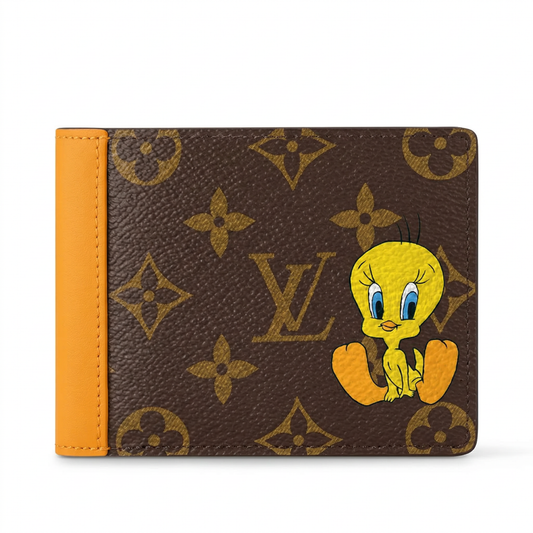 Personalized Wallet LV Tweety Bird Brown Custom Wallet