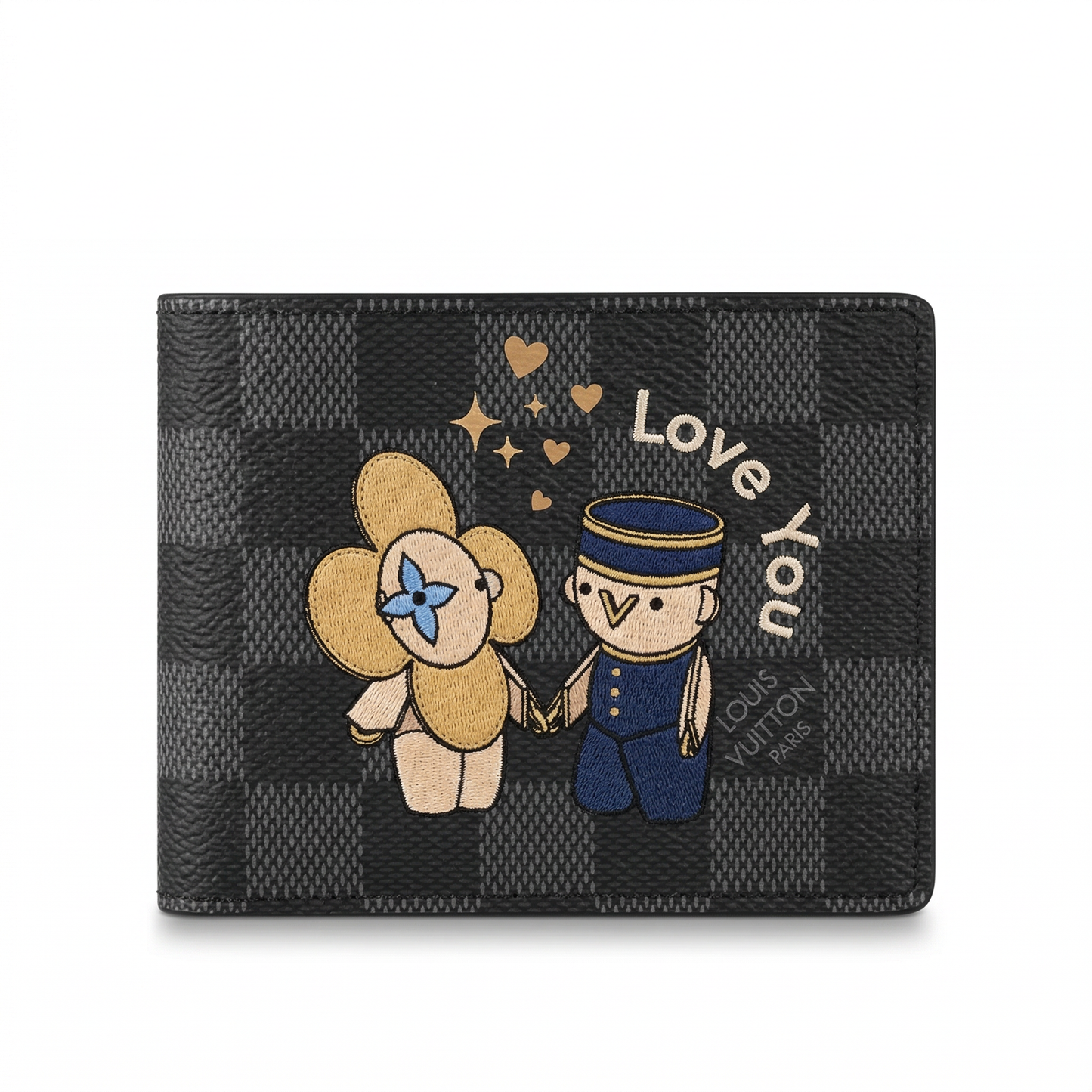 Personalized Wallet LV Vivienne Couple Black Custom Wallet