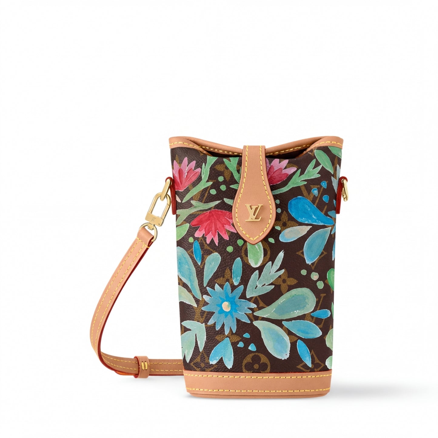 Personalized Wallet LV Watercolor Flower Pattern Brown Custom Wallet