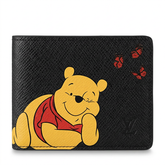 Personalized Wallet LV Winnie The Pooh & Red Butterflies Black Custom Wallet