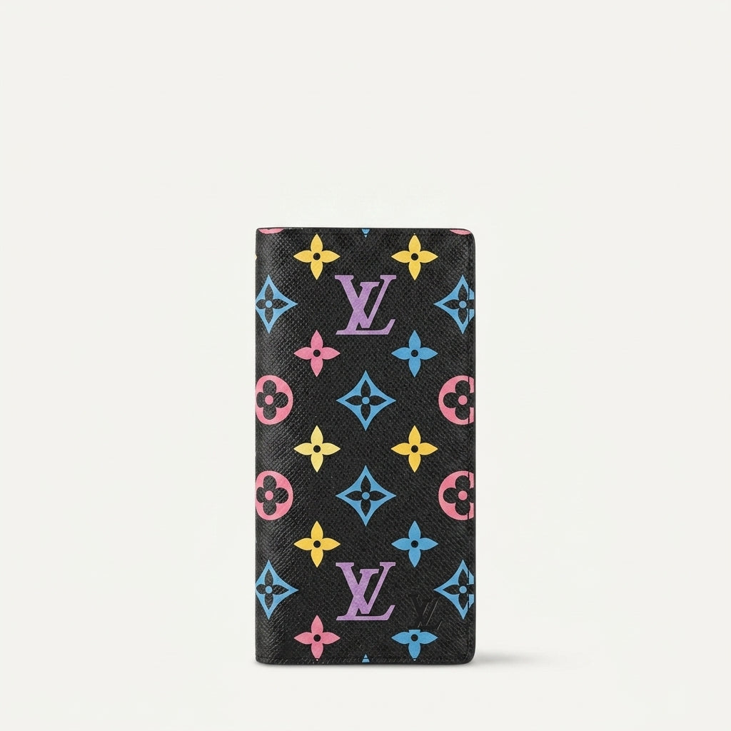 Personalized Wallet Pink Blue Yellow LV Monogram Multicolor Black Custom Wallet