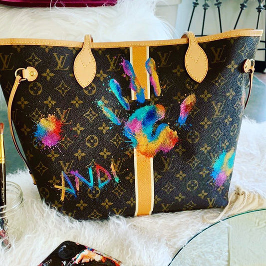 Custom Hand Painted Tote Bag with Colorful Graffiti Design