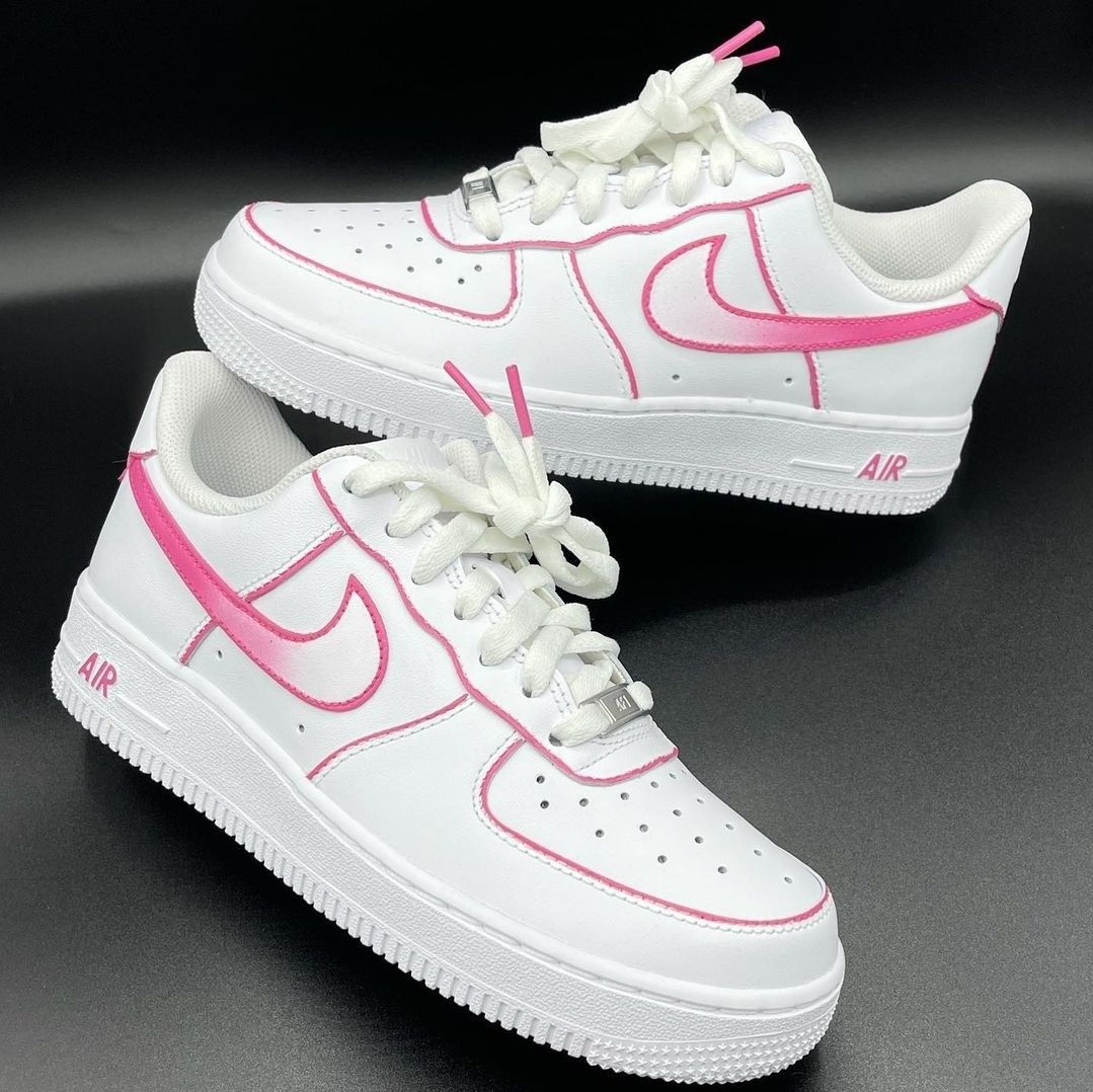 Pink Accented Custom AF 1s Shoes