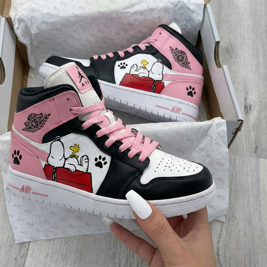 Pink Black Snoopy Custom AJ 1s Shoes