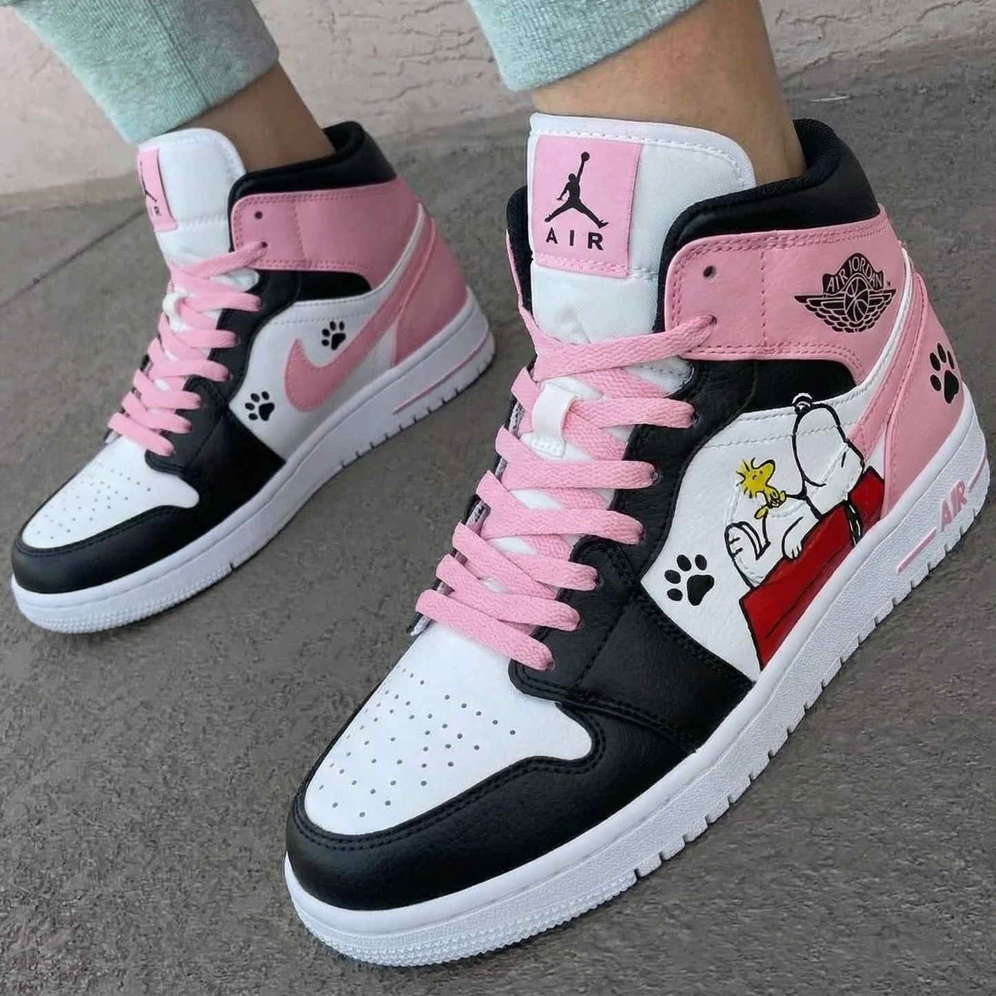 Pink Black Snoopy Custom AJ 1s Shoes
