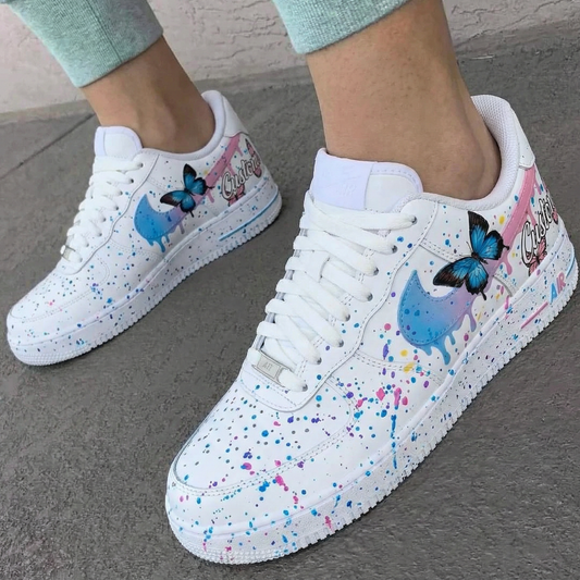 Pink Blue Butterfly Custom AF 1s Shoes