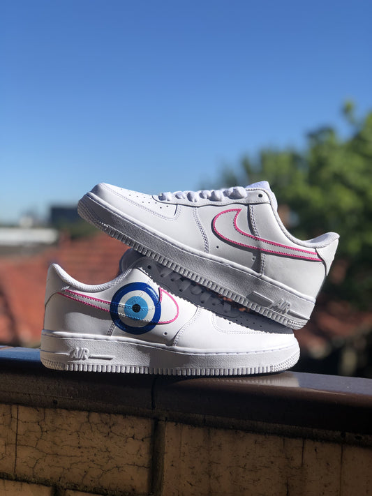 Pink Blue Evil - Eye Custom AF 1s Shoes