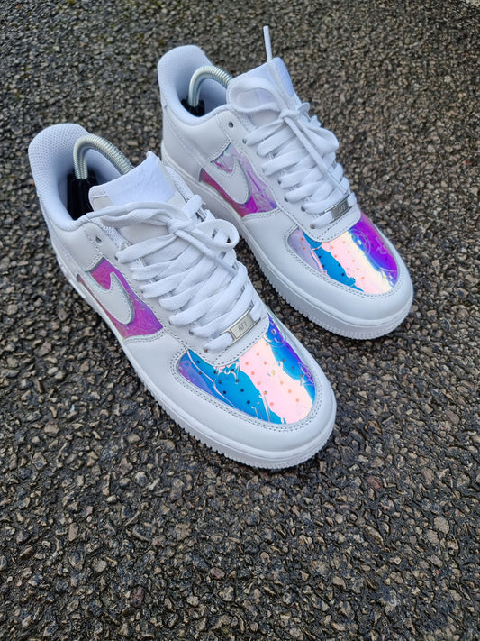 Pink Blue Iridescent Custom AF 1s Shoes