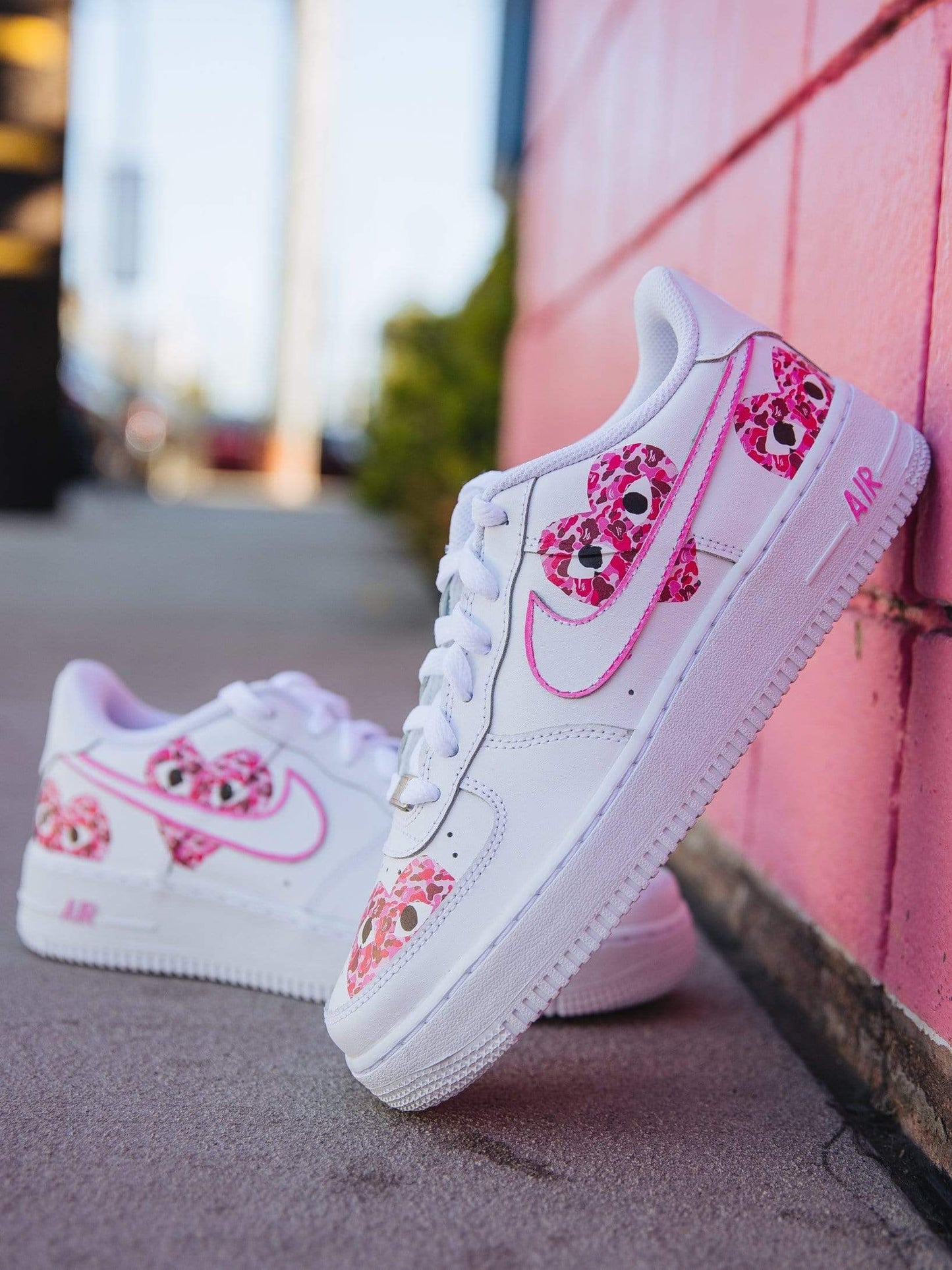 Pink Heart Pattern Custom Air Force 1 Shoes