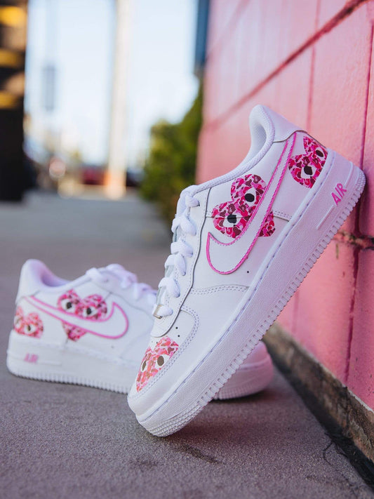 Pink Heart Pattern Custom Air Force 1 Shoes