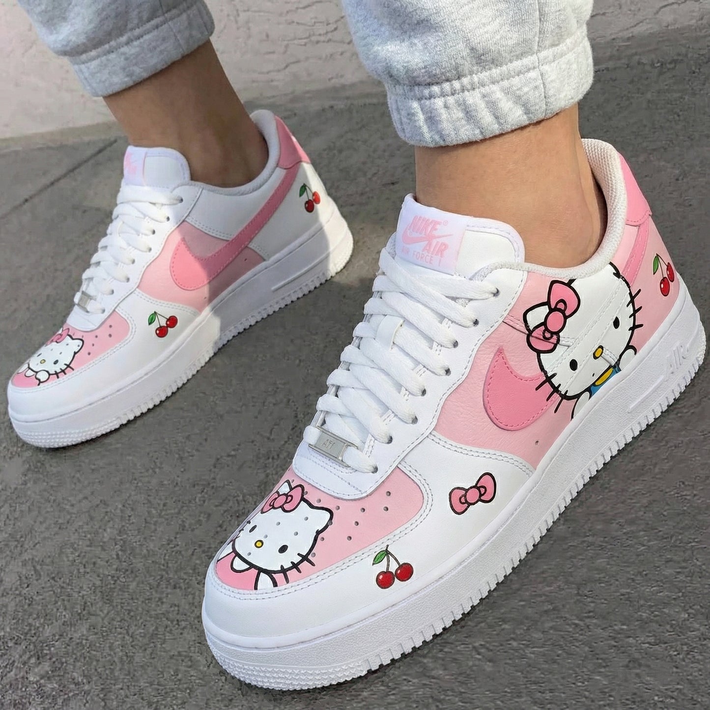 Pink Hello Kitty Cherries Bows Custom AF 1s Shoes