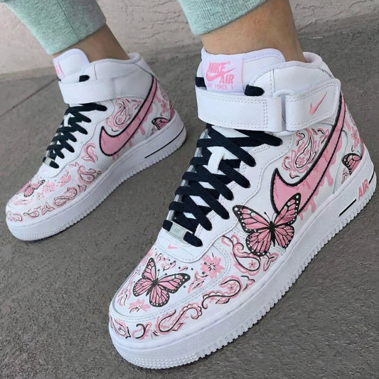 Pink Paisley Butterflies Custom AF 1s Shoes