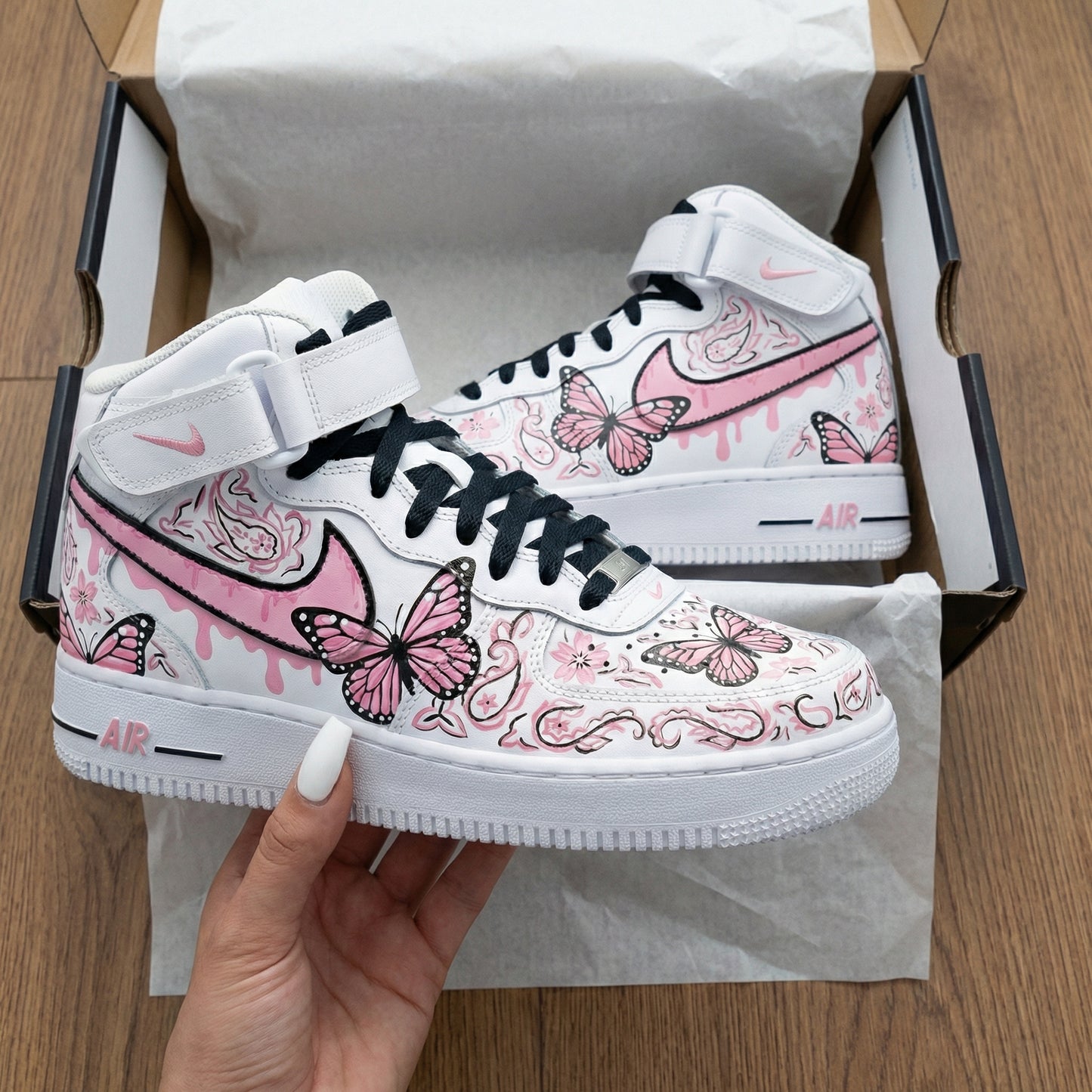 Pink Paisley Butterflies Custom AF 1s Shoes