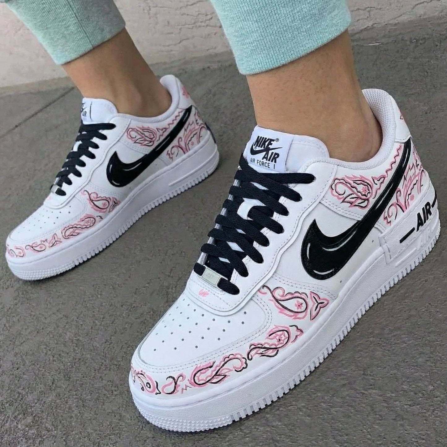 Pink Paisley Custom AF 1s Shoes