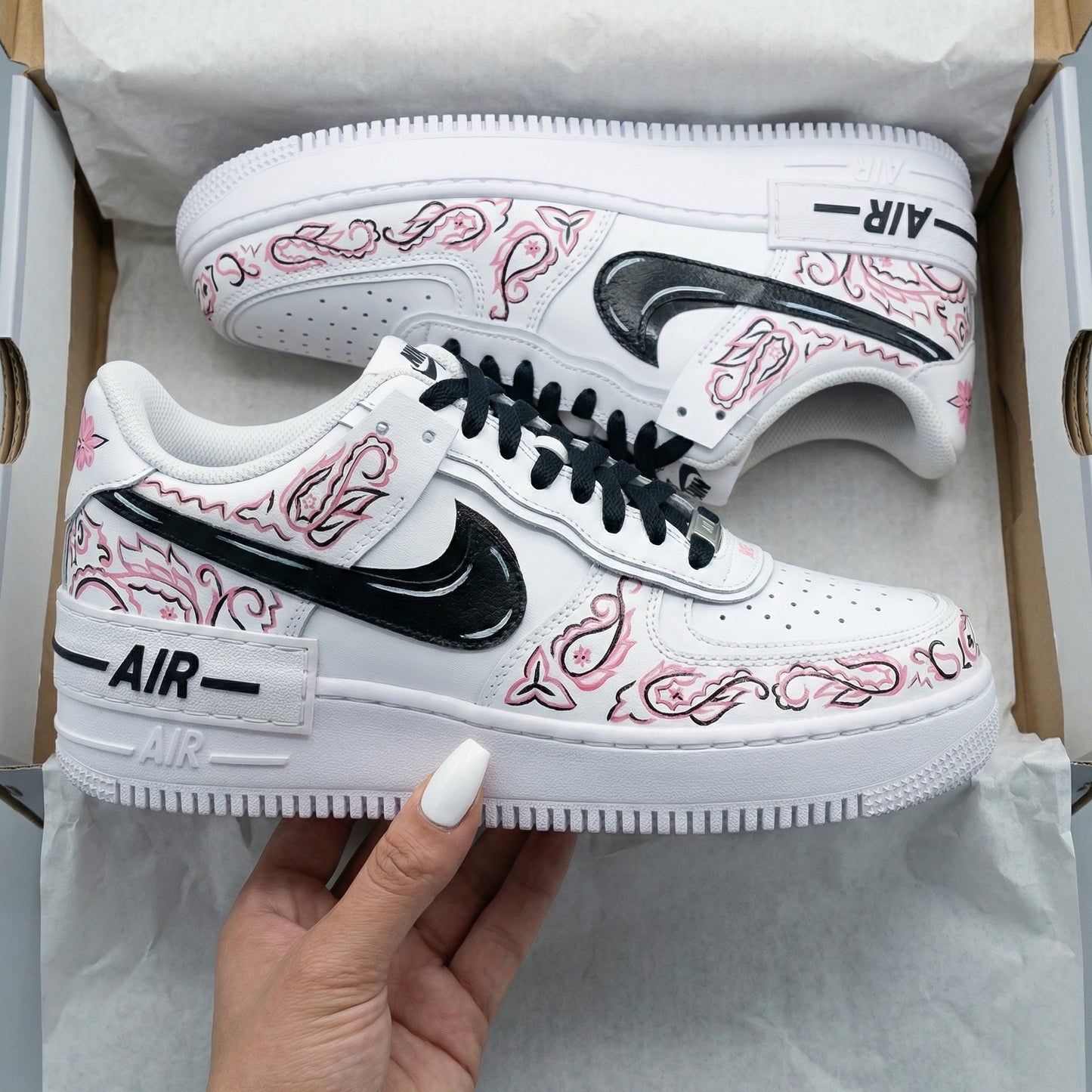 Pink Paisley Custom AF 1s Shoes