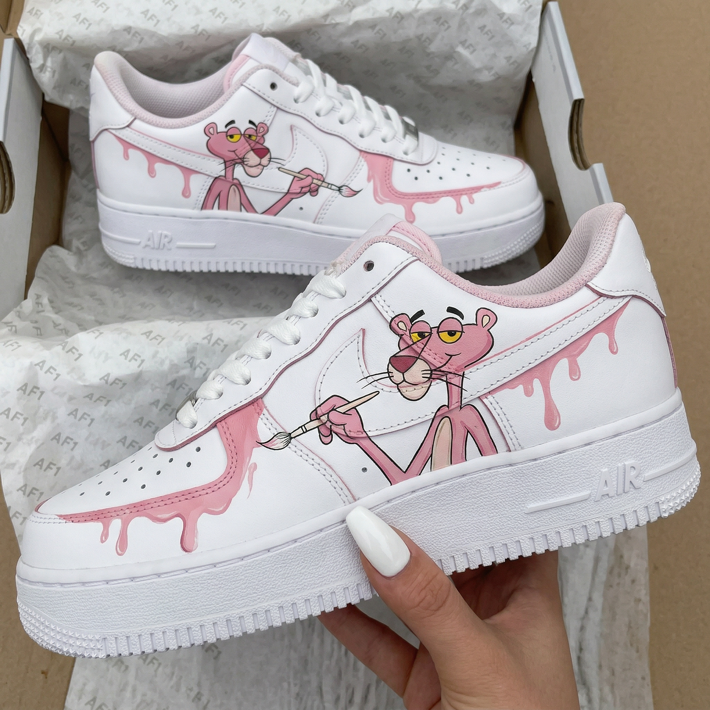 Pink Panther Drip Custom AF 1s Shoes