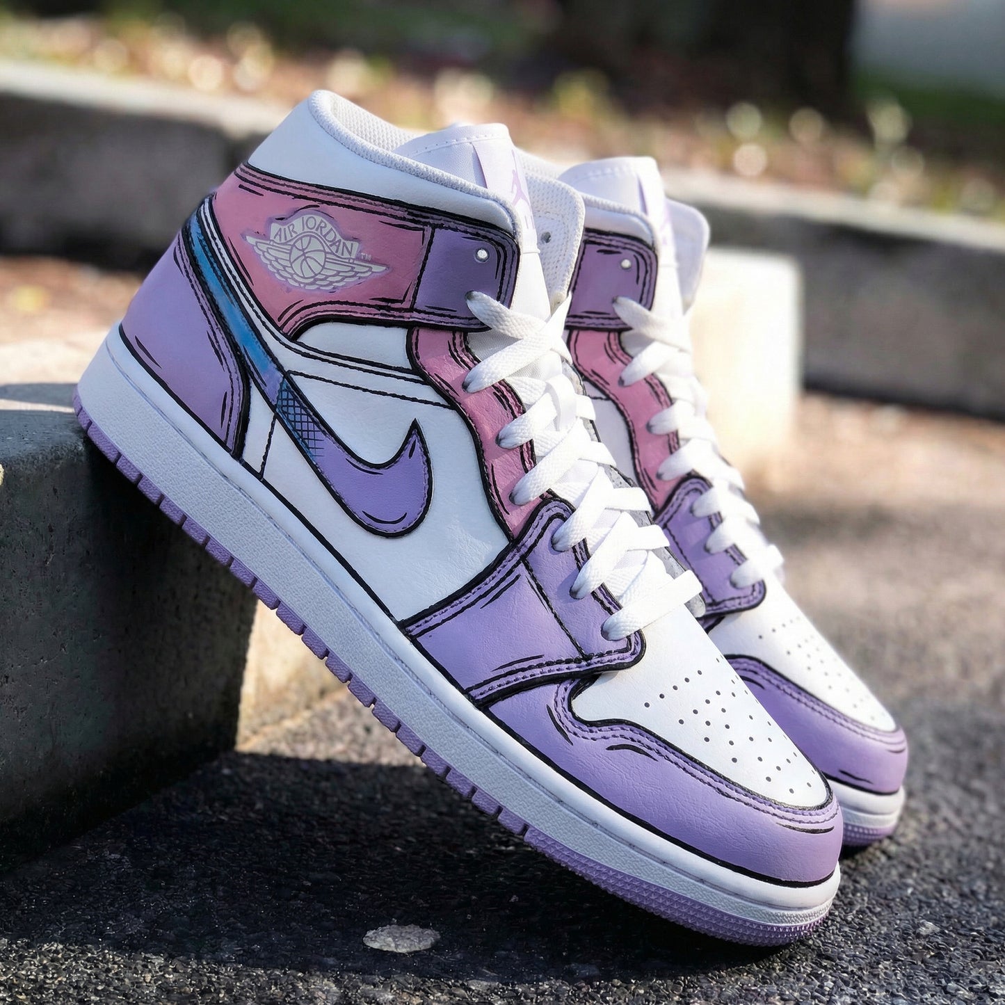 Pink Purple Cartoon Custom AJ 1s Shoes