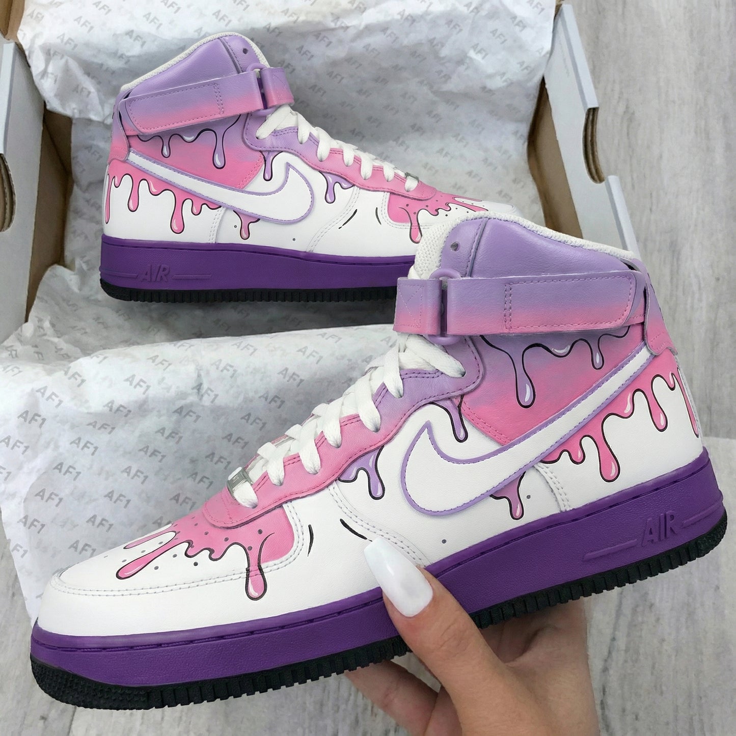 Pink Purple Drip Custom AF 1s Shoes