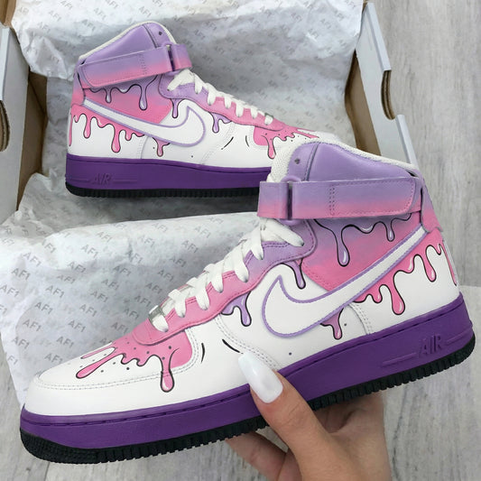 Pink Purple Drip Custom AF 1s Shoes