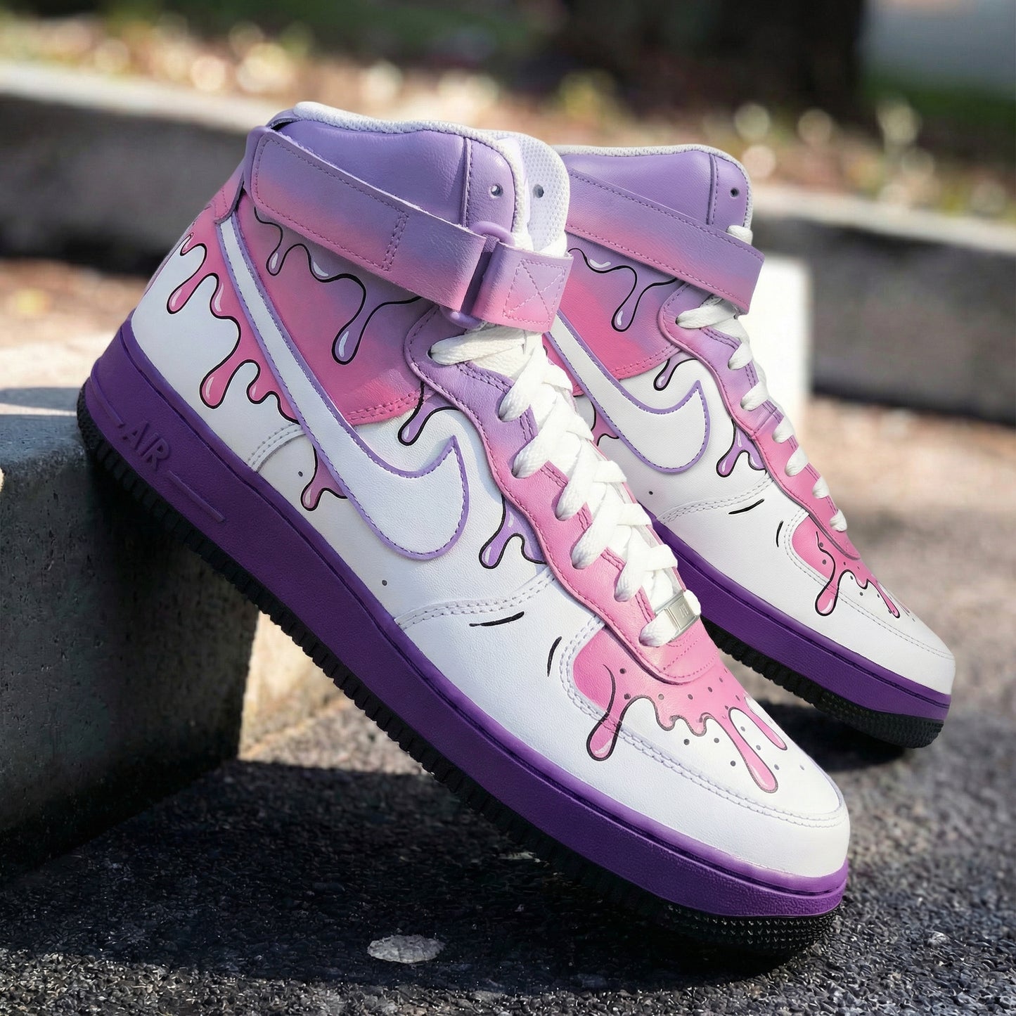 Pink Purple Drip Custom AF 1s Shoes