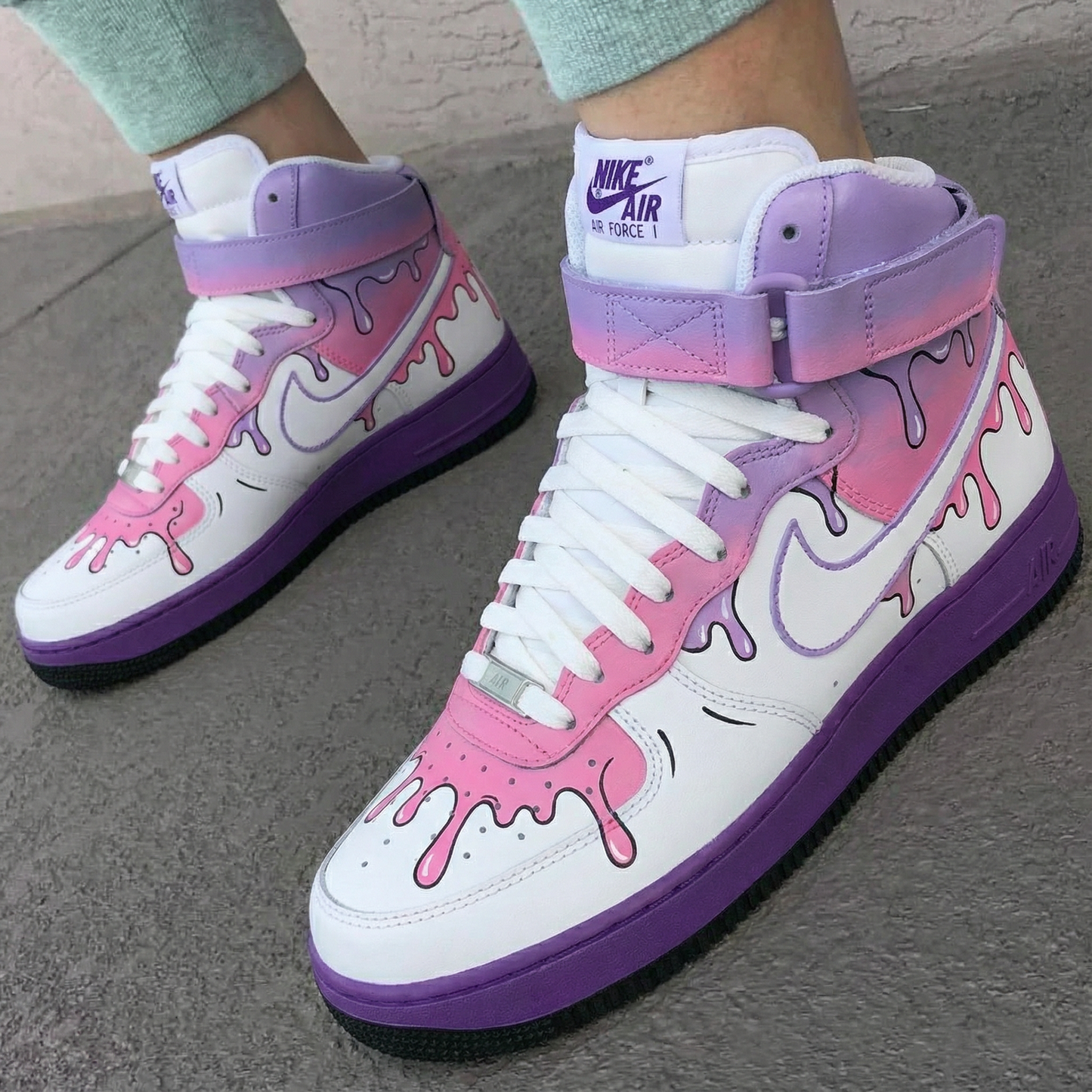 Pink Purple Drip Custom AF 1s Shoes