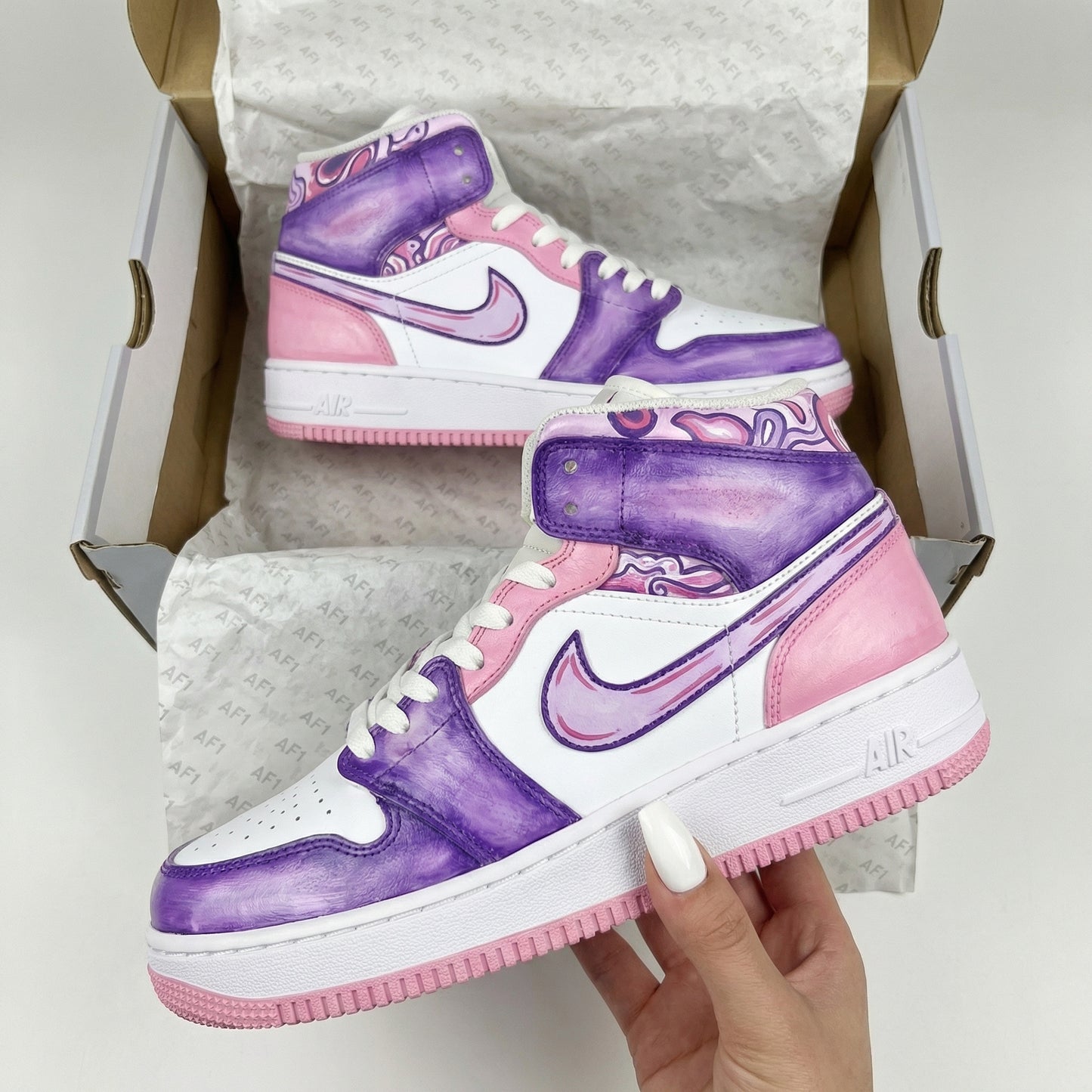 Pink Purple Pattern Custom AF1s Shoes