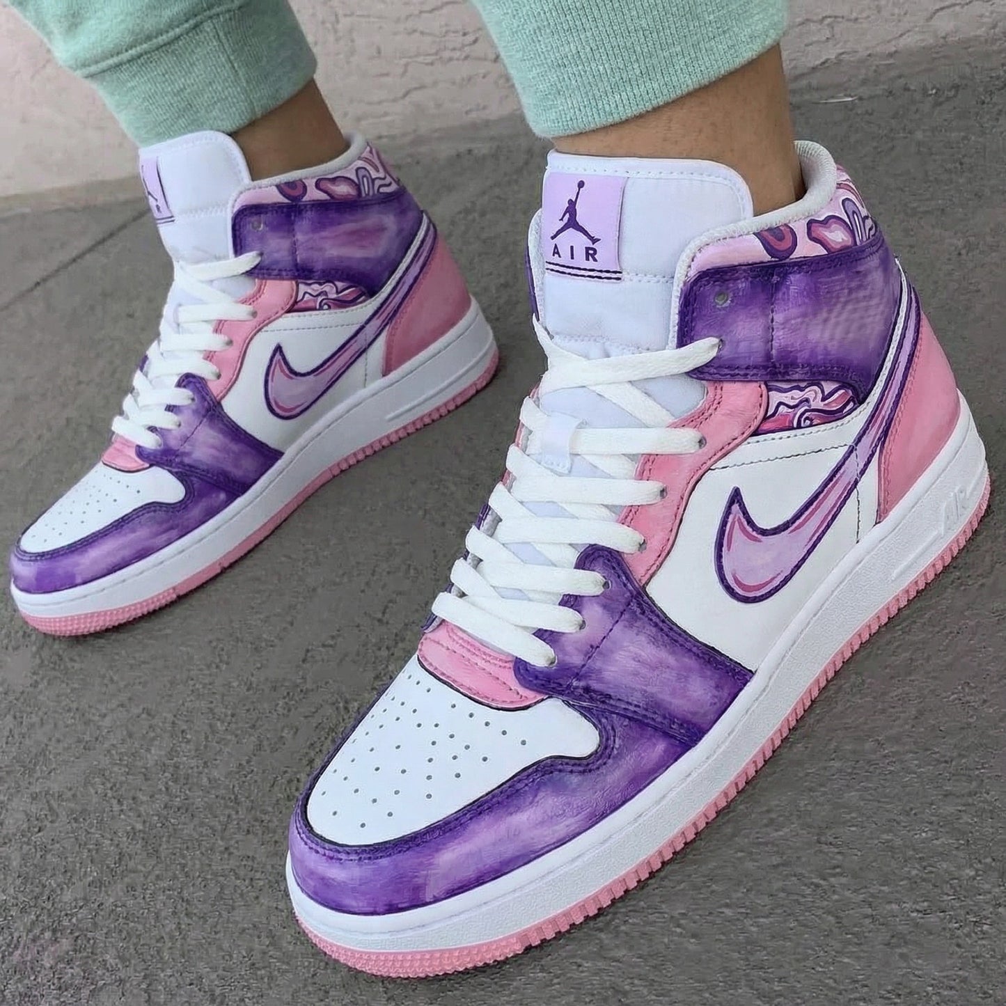 Pink Purple Pattern Custom AF1s Shoes