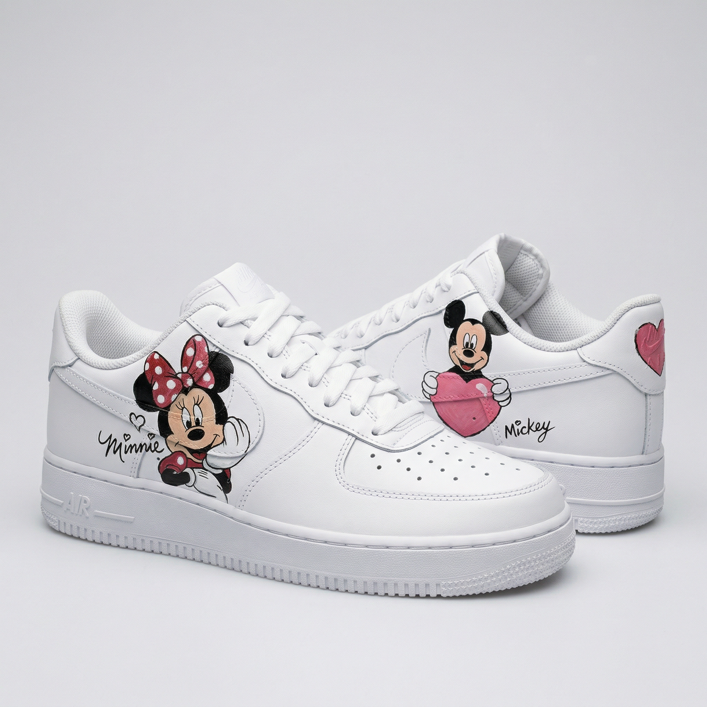 Pink Red Minnie Mickey Cartoon Custom AF 1s Shoes