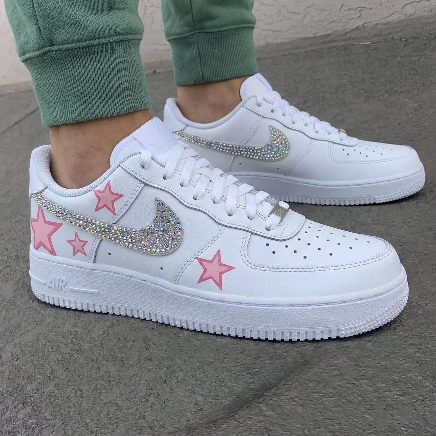Pink Star Rhinestone Custom AF 1s Shoes