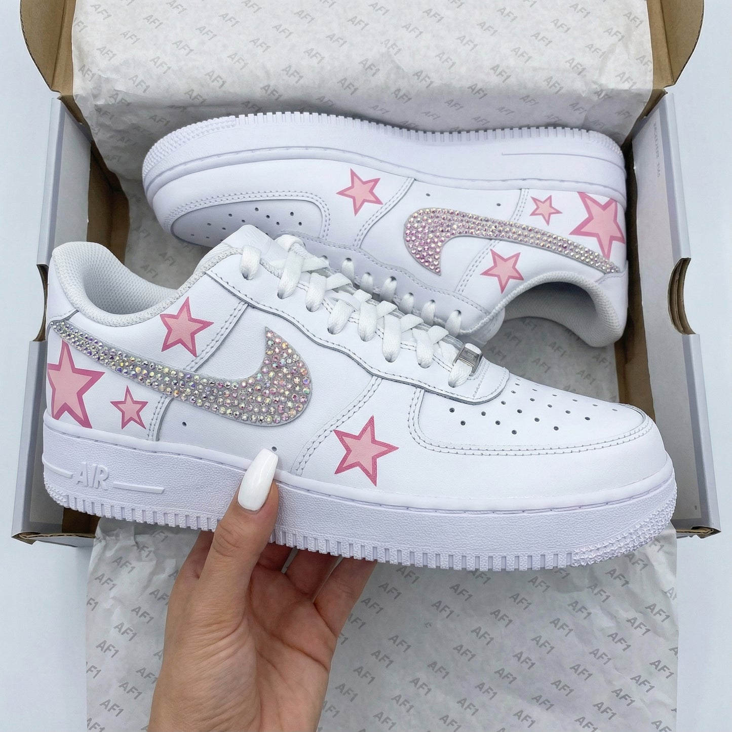 Pink Star Rhinestone Custom AF 1s Shoes